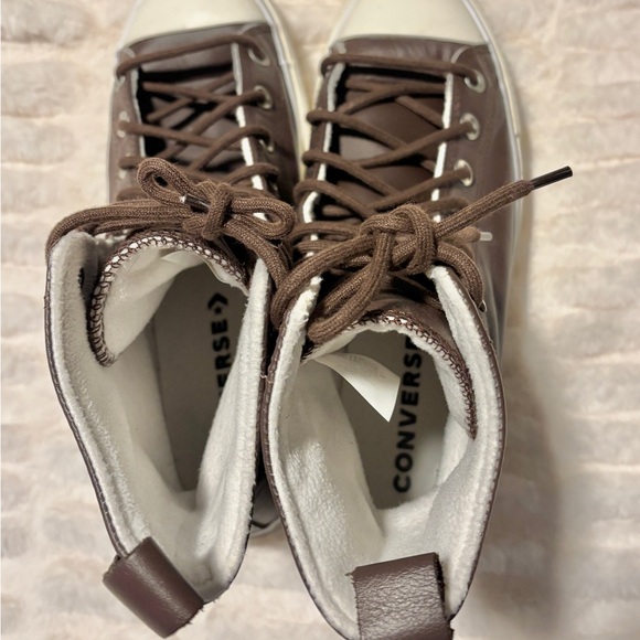 Converse Chocolate Leather High-Top Sneakers - Picture 5 of 10